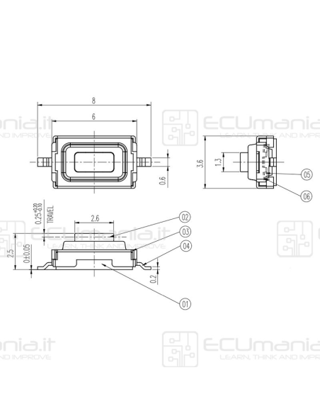 Interruttore Tattile, KEY-SWT-004, Blue