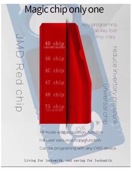 Transponder JMD RED CHIP, per copia ID4D-40, ID4D-80, ID46, ID4C, ID47, ID48, T5 (ID11, ID12, ID13, ID33), Carbon