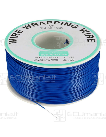 Cavo per ripristino piste PCB, AWG30, diametro conduttore 0.25mm, lunghezza 305mt, in vari colori