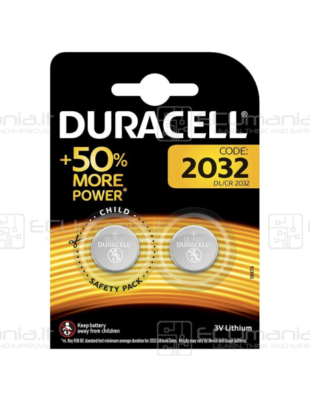 Batteria Duracell Lithium CR2032 / CR / DL2032 / BR2032, 3V, Blister 2 Batterie
