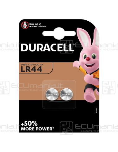 Batteria Duracell Alcalina LR44 / A76 / V13GA, 1.5V, Blister 2 Batterie