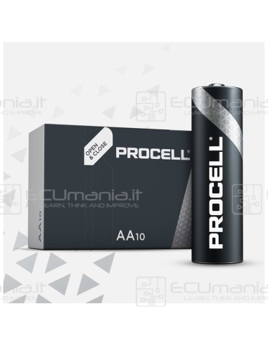 Batteria Duracell Alcalina Professionale Stilo AA, 1.5V, Confezione da 10