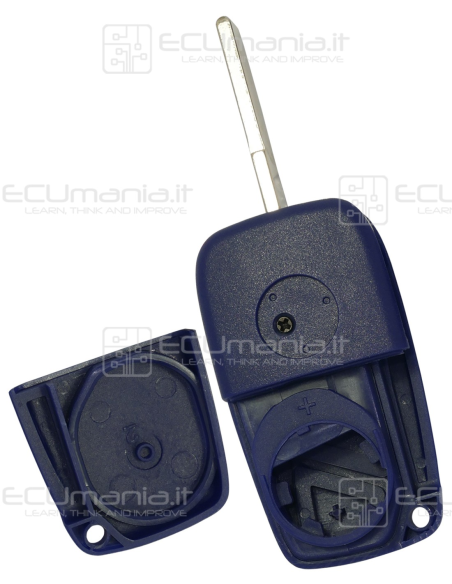 Cover Radiocomando KCO-FIA-3B-PB2 / PN2, Flip, 3 tasti, SIP22, alloggiamento batteria posteriore, NERO / BLU