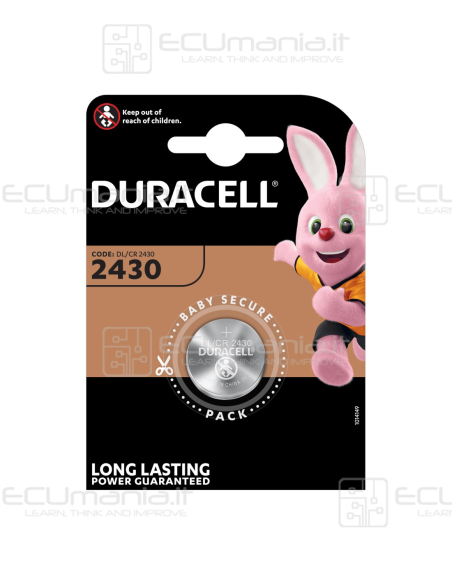Batteria Duracell Lithium CR2430 / ECR2430 / DL2430, 3V, Blister 1 Batteria