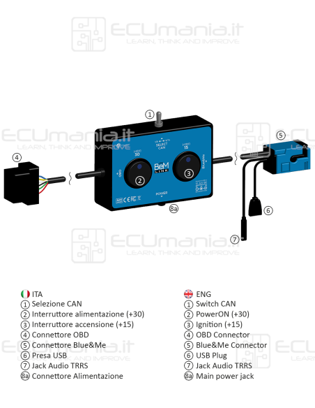BeM LINK, supporto adattatore per unità Blue&Me con alimentatore esterno