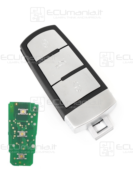 Chiave Radiocomando KRC-VWA-002, Flip 3 tasti, ID48 CAN, 433MHz, Lama emergenza HU66, compatibile con 3C0959752BA