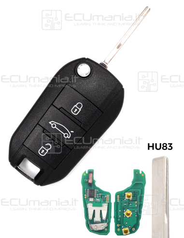 Chiave Radiocomando KRC-PEU-004x, 3 tasti, VA2...