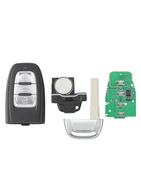 Chiave Radiocomando KRC-AUD-001B, 3 tasti, PCF7945, 868MHz, con lama di emergenza HU66 per MQB platform