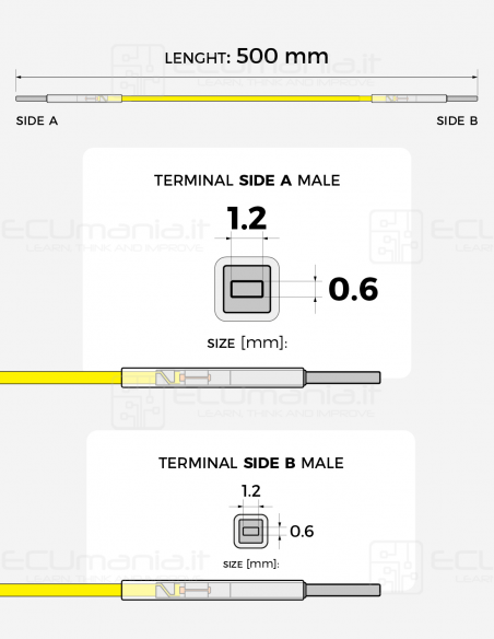 Cavo per interconnessione con terminali maschio MCON 1.2 x 0.6 mm