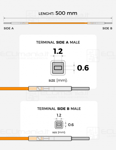 Interconnection Cable – MCON 1.2 × 0.6 mm Male Terminals