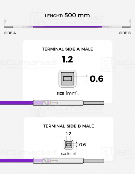 Interconnection Cable – MCON 1.2 × 0.6 mm Male Terminals