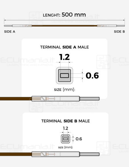 Interconnection Cable – MCON 1.2 × 0.6 mm Male Terminals