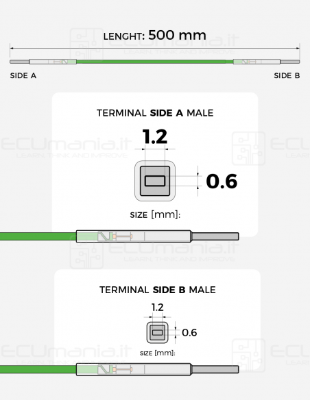 Interconnection Cable – MCON 1.2 × 0.6 mm Male Terminals