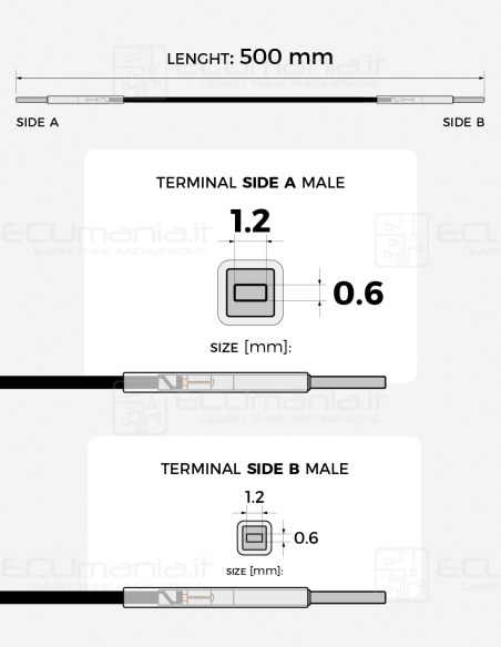 Interconnection Cable – MCON 1.2 × 0.6 mm Male Terminals