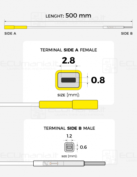 Cavo per interconnessione con terminale femmina MCP 2.8 x 0.8 mm