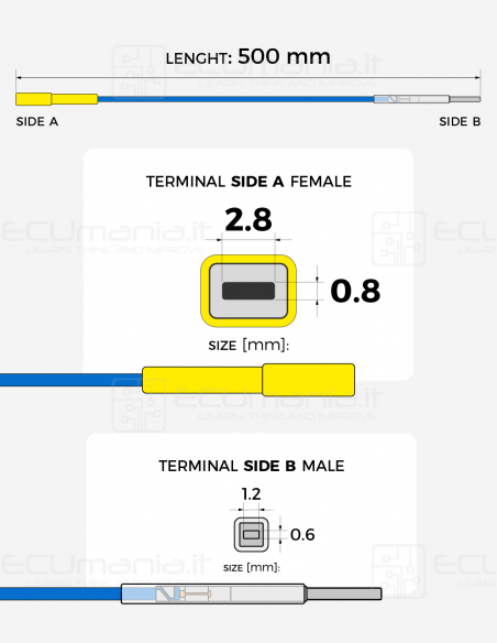 Cavo per interconnessione con terminale femmina MCP 2.8 x 0.8 mm