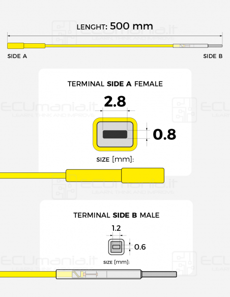 Cavo per interconnessione con terminale femmina MCP 2.8 x 0.8 mm