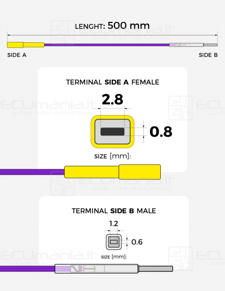 Cavo per interconnessione con terminale femmina MCP 2.8 x 0.8 mm