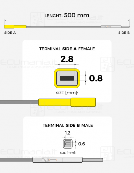 Cavo per interconnessione con terminale femmina MCP 2.8 x 0.8 mm