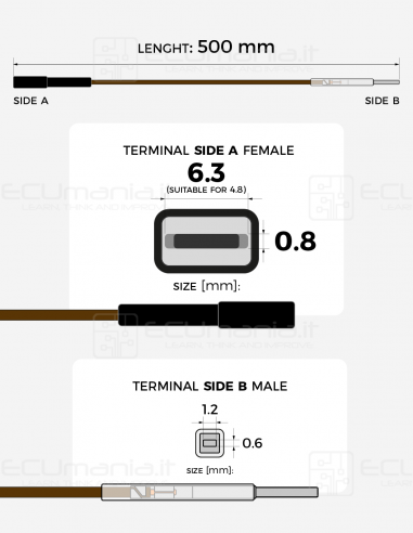 Cavo per interconnessione con terminale femmina MCP 6.3 / 4.8 x 0.8 mm