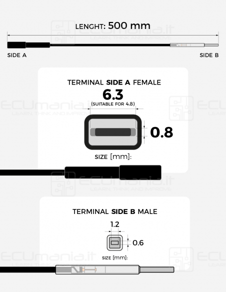 Cavo per interconnessione con terminale femmina MCP 6.3 / 4.8 x 0.8 mm
