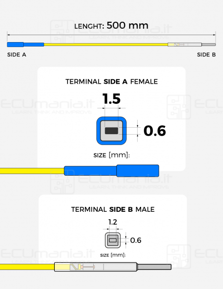 Cavo per interconnessione con terminale femmina MCP 1.5 x 0.6 mm