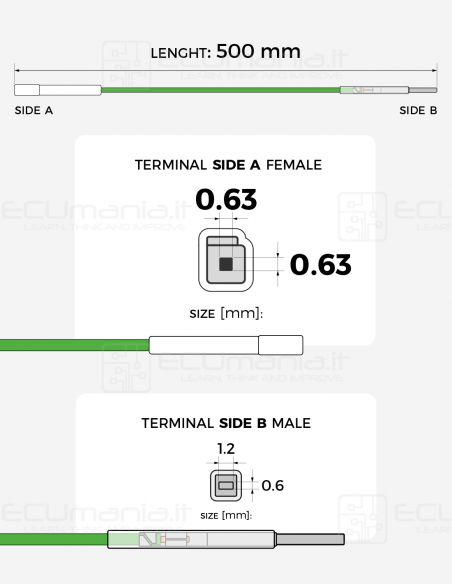 Cavo per interconnessione con terminale femmina MQS 0.63 x 0.63 mm