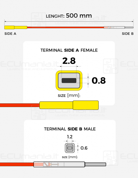 Cavo per interconnessione con terminale femmina MCP 2.8 x 0.8 mm