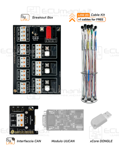 Estensione iSyCan per UPA-S, include iSyLink e iSyLinkC, con modulo UUCAN, dongle xCore per script CAN e Set Cavi