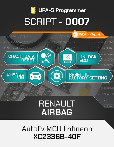 SCRIPT-0007 RENAULT Autoliv (Veeoner) MCU Infineon XC2336B-40F per Programmatore UPA-S, Licenza 1 YEAR