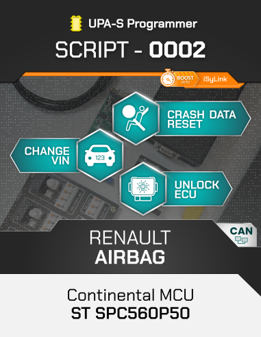 SCRIPT-0002 Airbag Reset Renault Continental MCU ST SPC560P50 per UPA-S Progammer