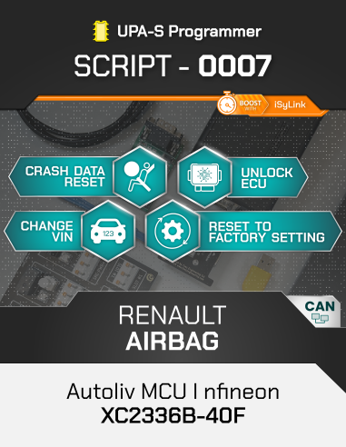 SCRIPT-0007 RENAULT Autoliv (Veeoner) MCU Infineon XC2336B-40F per Programmatore UPA-S, Licenza 1 YEAR