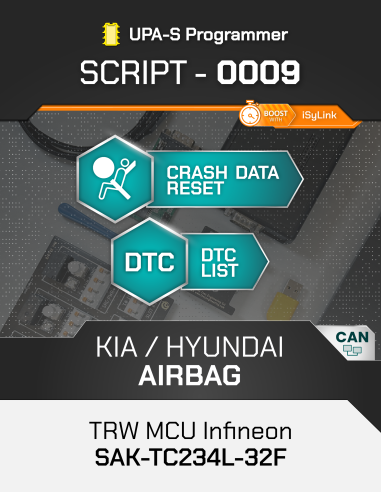 SCRIPT-0009 Airbag Reset Kia/Hyundai TRW MCU Infineon SAK-TC234L-32F for UPA-S Progammer