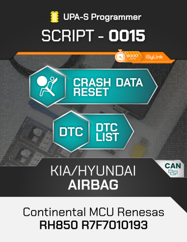 SCRIPT-0015 Airbag Reset Kia/Hyundai Continental Mobis MCU Renesas RH850 R7F7010193 W/E2P 95xxx for UPA-S Progammer