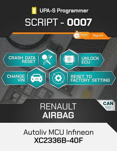 SCRIPT-0007 RENAULT Autoliv (Veoneer) MCU Infineon XC2336B-40F per Programmatore UPA-S, Licenza 1 YEAR