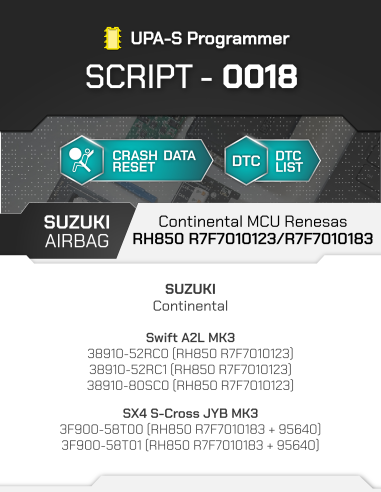 SCRIPT-0018 Airbag Reset Suzuki Continental MCU...