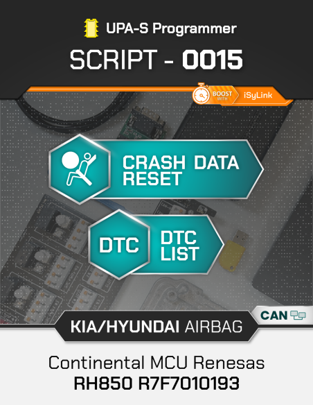 SCRIPT-0015 Airbag Reset Kia/Hyundai Continental Mobis MCU Renesas RH850 R7F7010193 W/E2P 95xxx for UPA-S Progammer