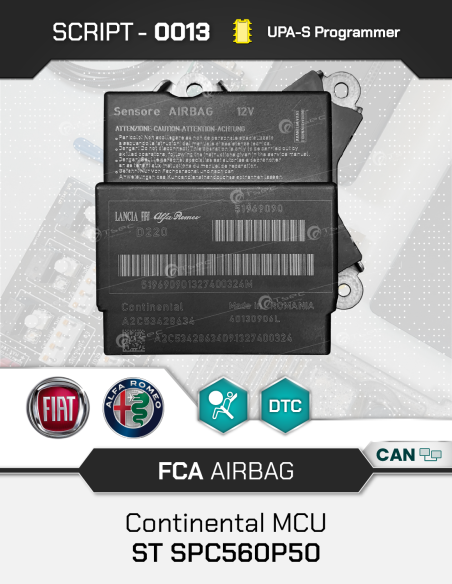 SCRIPT-0013 Airbag Reset FCA Continental MCU ST SPC560P50 for UPA-S Progammer