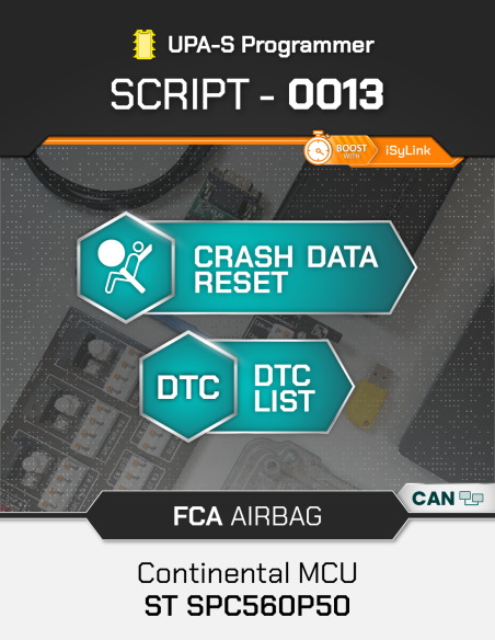 SCRIPT-0013 Airbag Reset FCA Continental MCU ST SPC560P50 for UPA-S Programmer