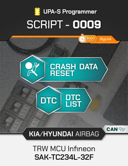 SCRIPT-0009 Airbag Reset Kia/Hyundai TRW MCU Infineon SAK-TC234L-32F for UPA-S Programmer