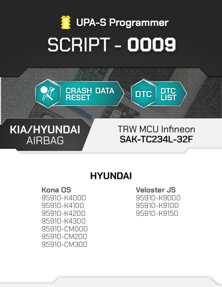SCRIPT-0009 Kia / Hyundai Airbag Reset TRW TC234L | UPA-S Script
