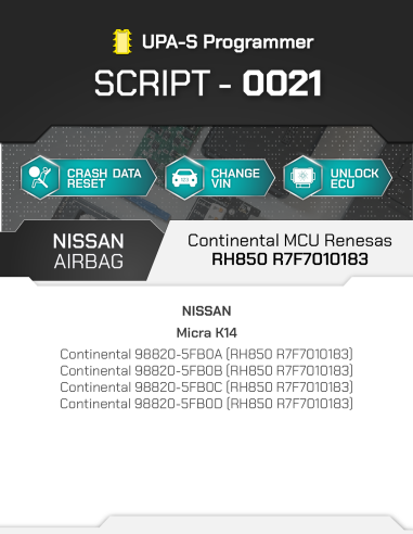 SCRIPT-0021 Airbag Nissan Continental MCU...