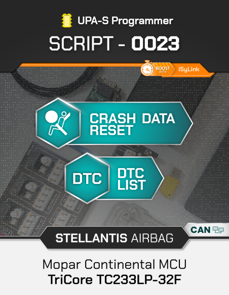 SCRIPT-0023 Airbag Stellantis / FCA Mopar Continental MCU TriCore TC233LP-32F for UPA-S Programmer
