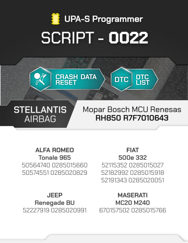 SCRIPT-0022 Airbag Stellantis / FCA Mopar Bosch...