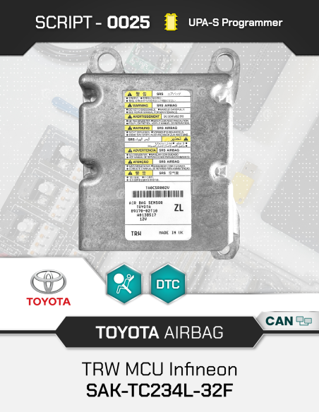 SCRIPT-0025 Airbag Toyota TRW MCU Infineon SAK-TC234L-32F for UPA-S Programmer