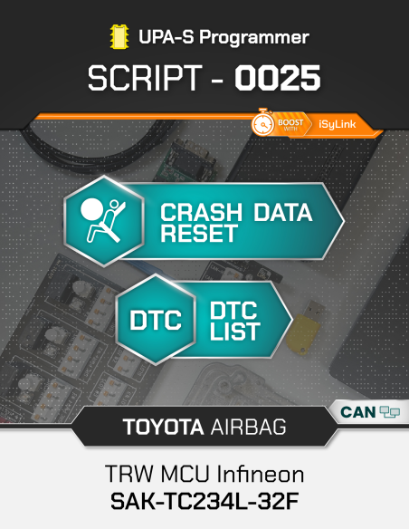 SCRIPT-0025 Airbag Toyota TRW MCU Infineon SAK-TC234L-32F for UPA-S Programmer