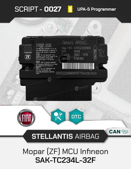 SCRIPT-0027 Airbag Stellantis / FCA Mopar Continental MCU Infineon TC233LP-32F for UPA-S Programmer
