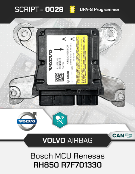 SCRIPT-0028 Airbag Volvo Bosch MCU Renesas RH850 R7F701330 for UPA-S Programmer
