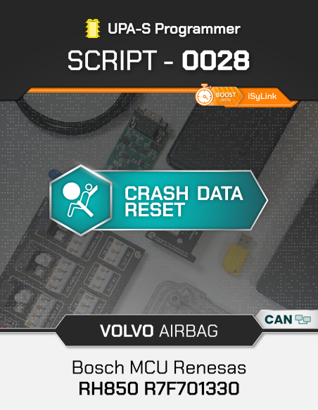 SCRIPT-0028 Airbag Volvo Bosch MCU Renesas RH850 R7F701330 for UPA-S Programmer